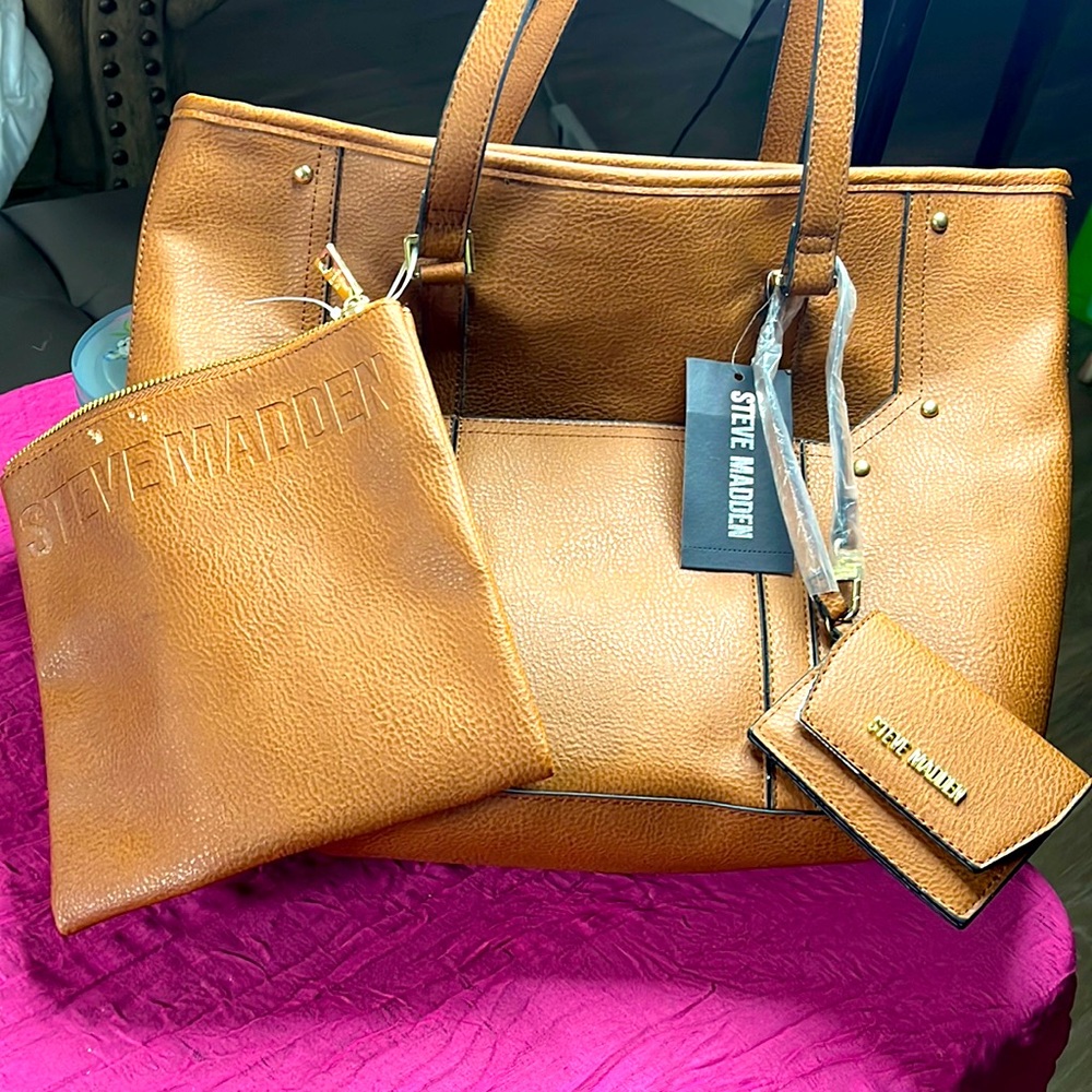 Steve Madden handbag w/straps  and 2 wallets